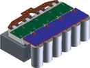 Figure 3. Four modules in parallel with gate PCB, DC-link and phase output busbar.